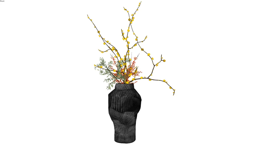 Black Organic Vase with Bouquet