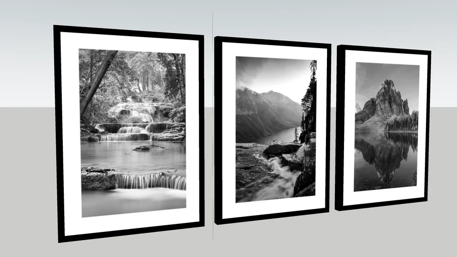 Kit Quadros Decorativos Paisagem Preto e Branco