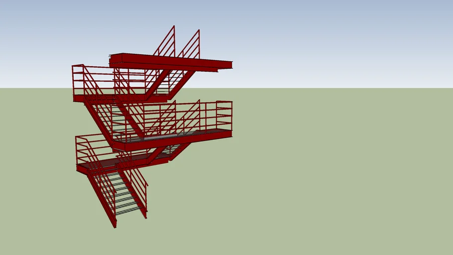 red metal stairs