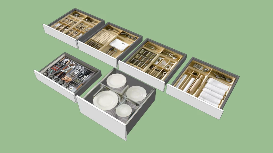 Kitchen drawers interiors (low poly)