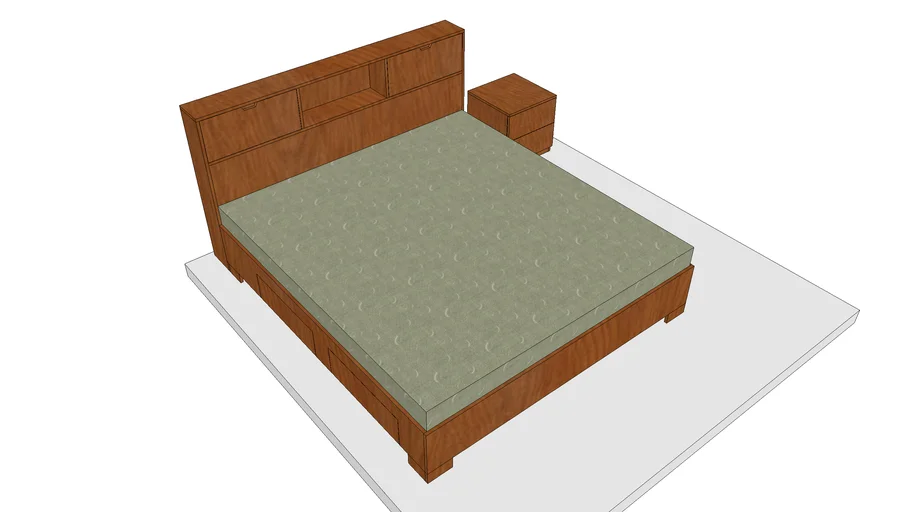 King Size Bed with 2 Drawers & Side Table