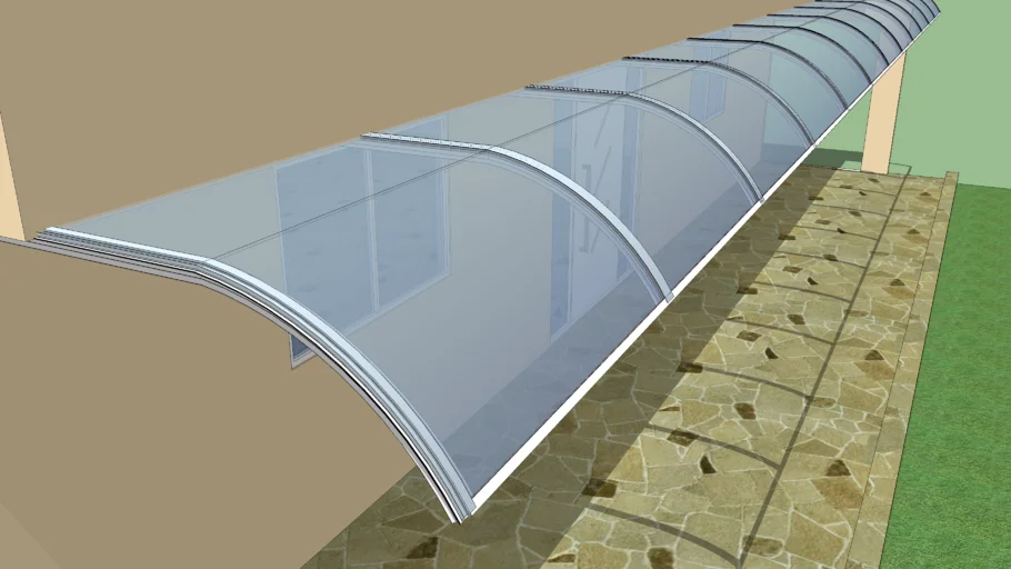 Toldo de Policarbonato curvo com Perfil Banzo 60 mm - Polysolution