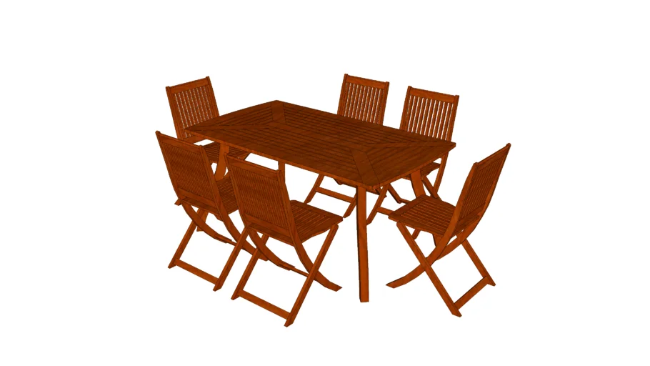 Mesa y seis sillas para exteriores