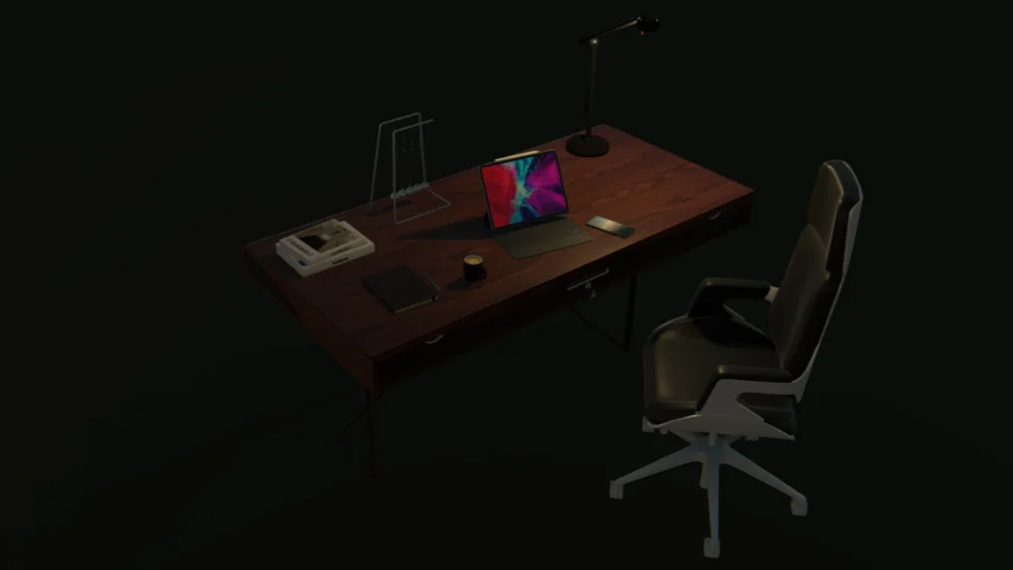 Dark & Stylish Mahogany Office Storage Desk P01