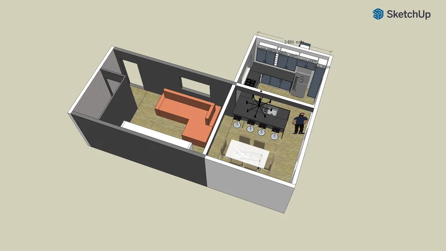sala e cozinha integrada