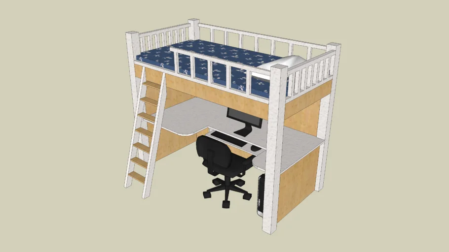 Bed with desk