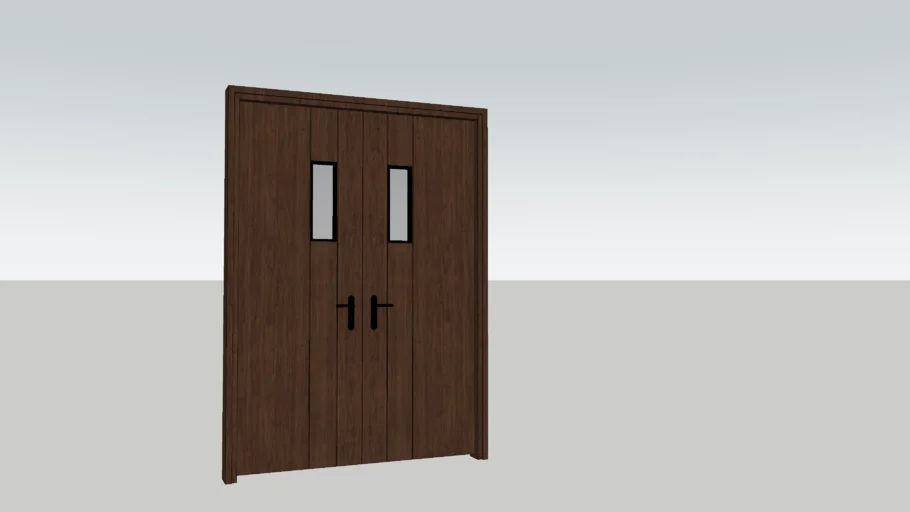 Double swing wooden door