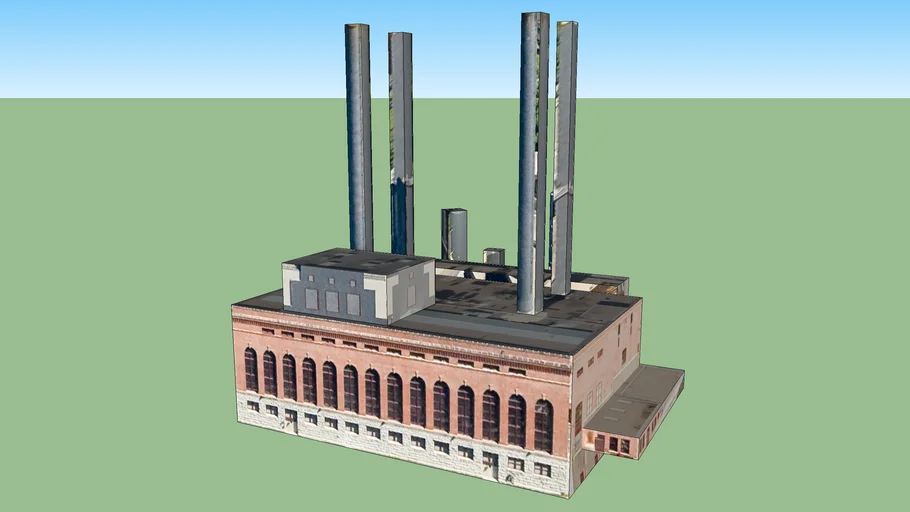 Powerplant near stone arch bridge in Minneapolis, MN, USA