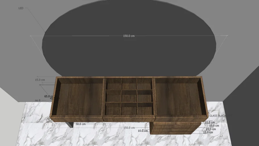 dressing table with round mirror with LED