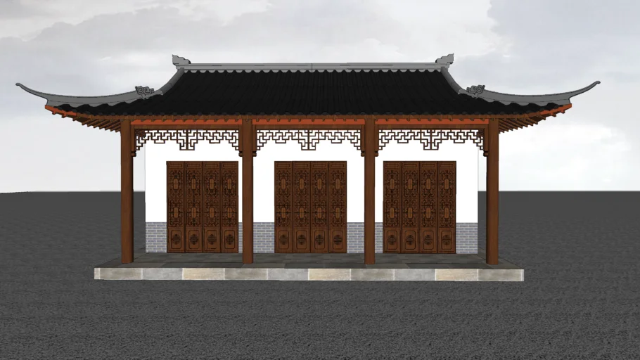 中式古建民居的SU模型www.tupian8.com