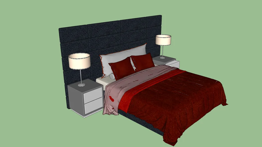 Cama con Respaldo y Mesas de Noche