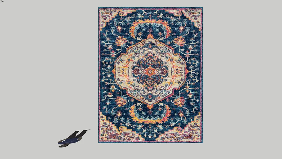 Bohemian Navy Blue Rug 10 x 13' / Alfombra bohemia azul marino