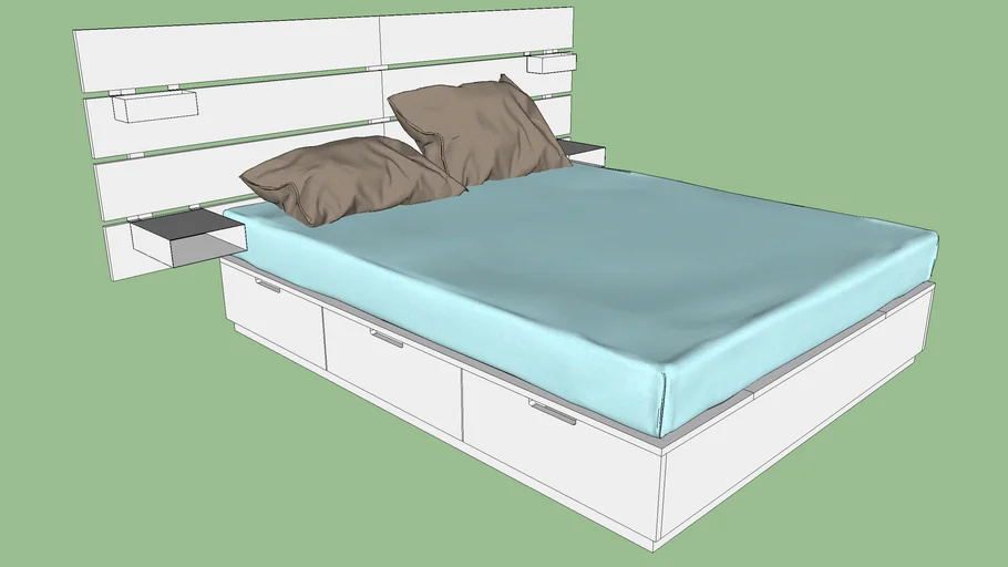 IKEA NORDLI Bed frame w storage and headboard