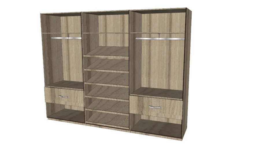 Closet abierto con zapateras