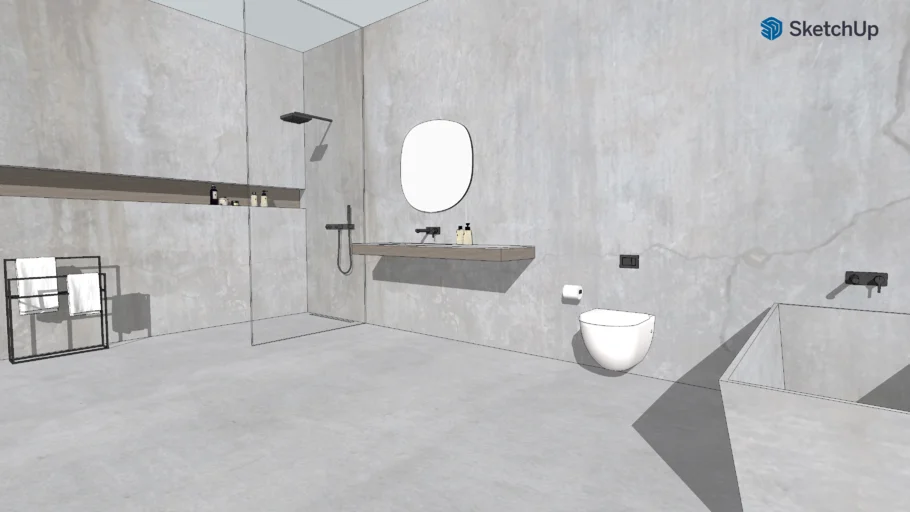 Brutalist modern bathroom