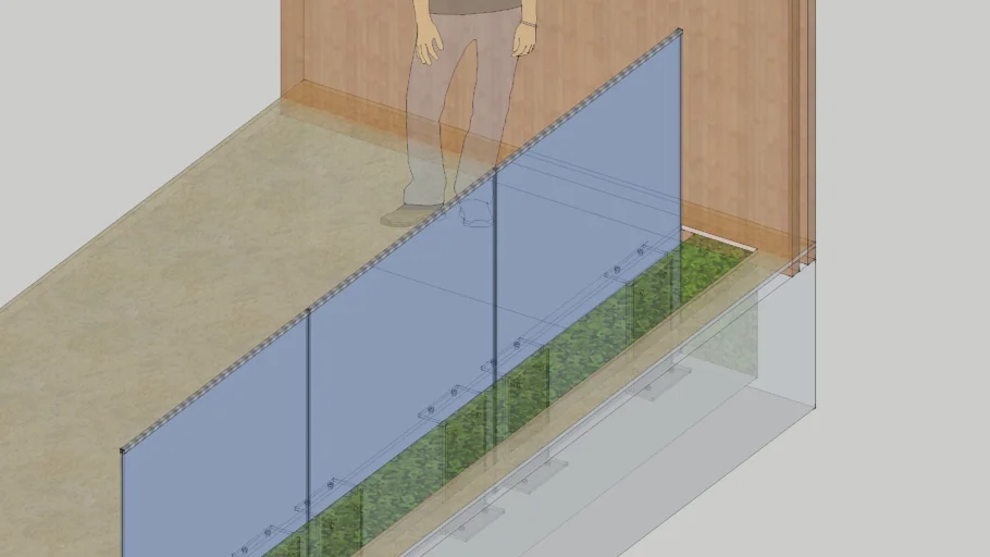 15.52 mm thick centry plus laminated heat strengthened glass railing