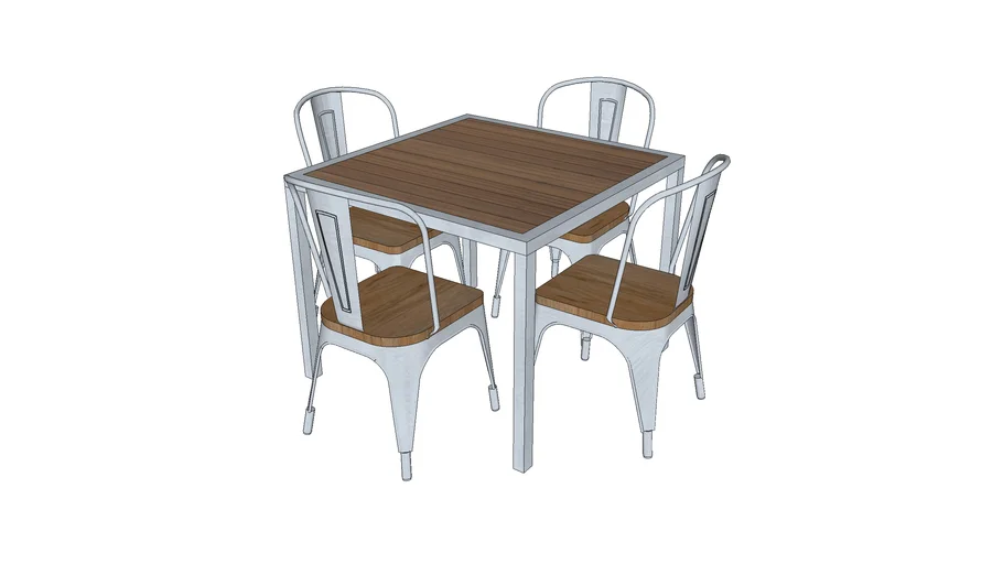 Wood/Metal Dining Table w/Tolix Chairs