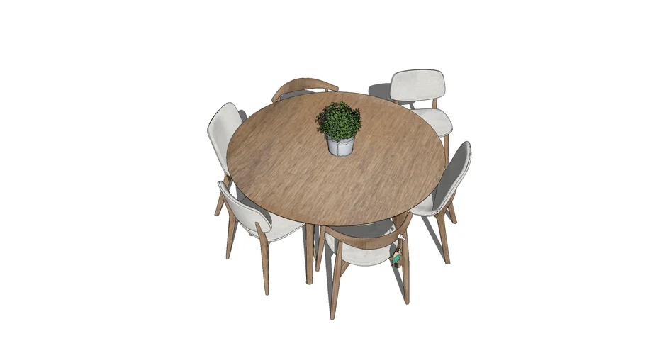 Mesa de Comedor y Sillas - Dining Table and Chairs 01- R&Ch