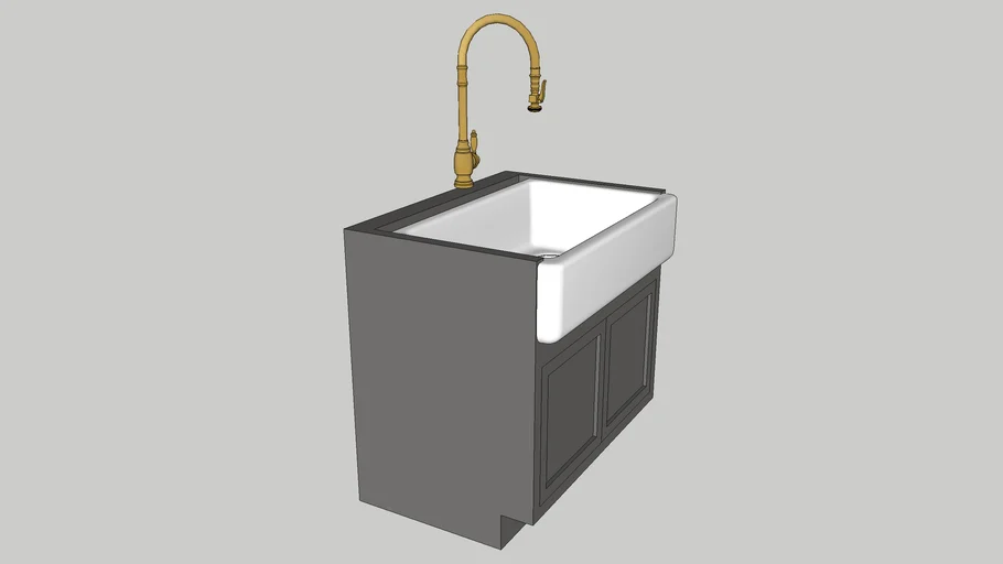 Apron Front Sink with Faucet 36" inset