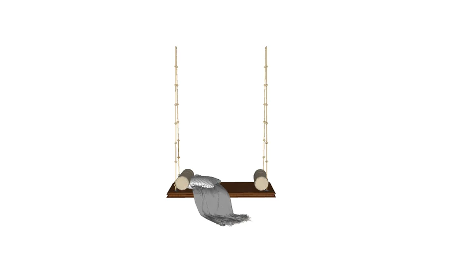 Wood Swing with Pillows and Blanket