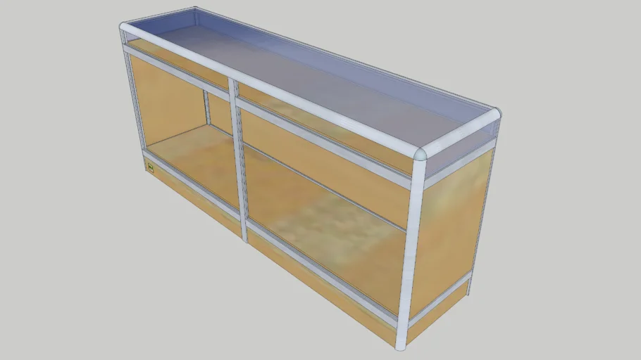 Mostrador de tienda de aluminio, madera y cristal