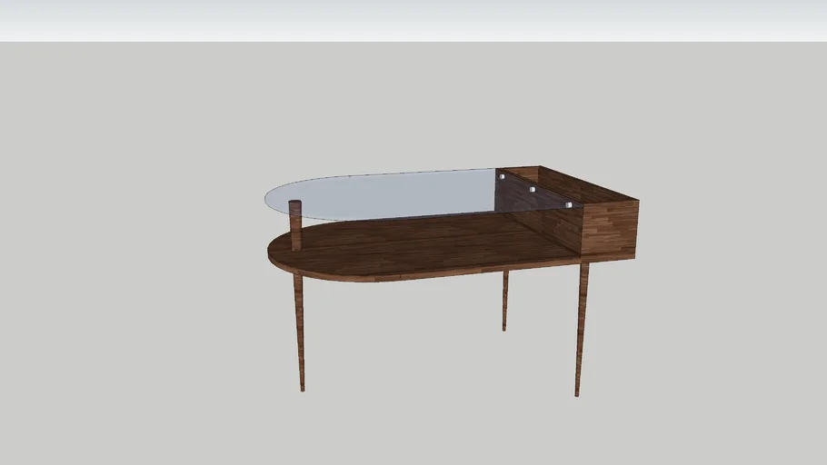 wooden tea table with a glass