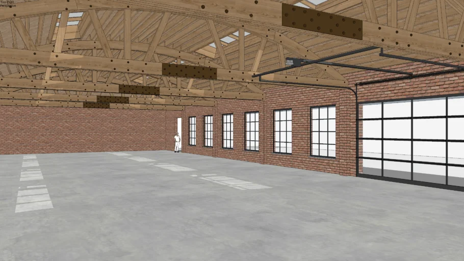 Industrial Bow Truss Building, Mid Century | 3D Warehouse