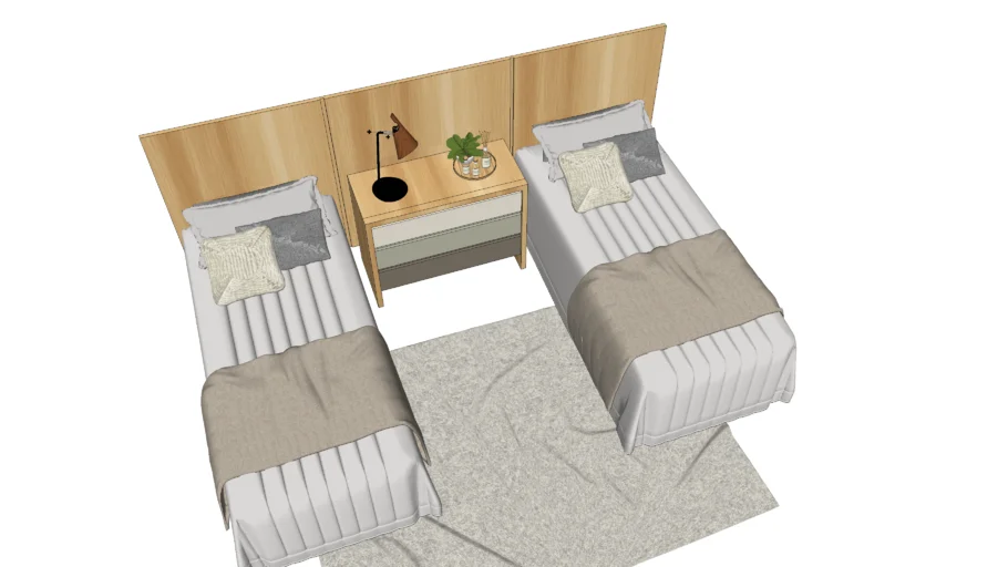 CAMA DE SOLTEIRO / QUARTO SOLTEIRO / TAPETE / CRIADO MUDO / MESA DE CABECEIRA