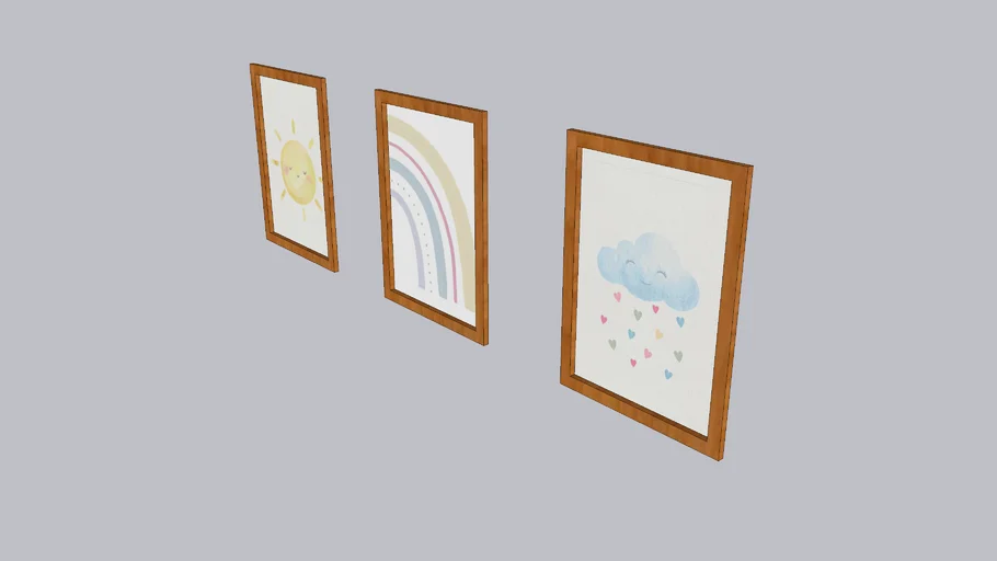 Quadro Infantil com Moldura de Madeira