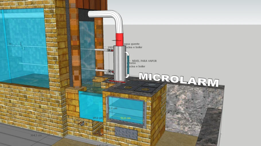 ROCKET STOVE MICROLARM sauna e banheira aquecida por nivelamento