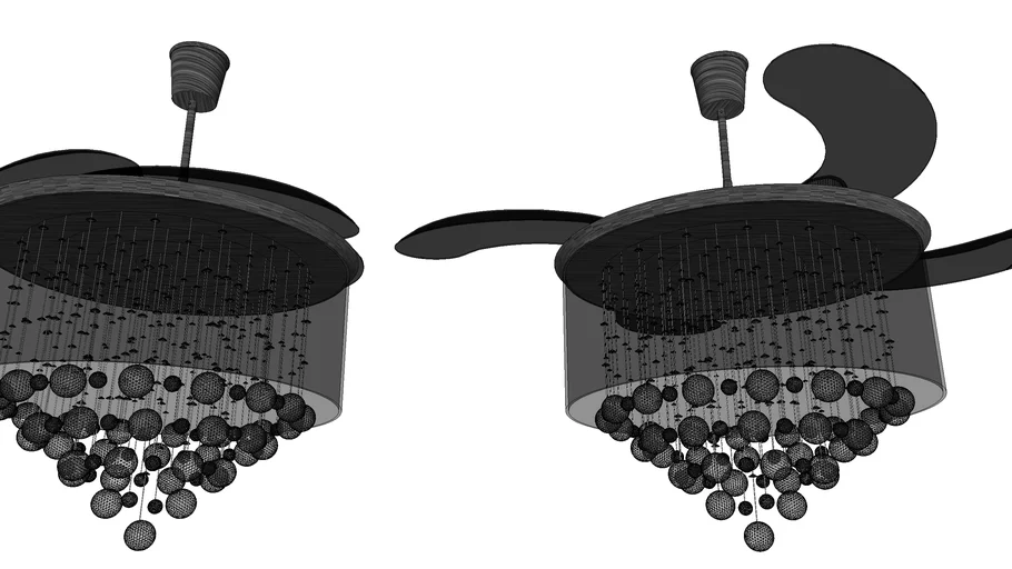DEW DROPS BLACK- Designer Fan by Fanzart VRAY Ready Fan