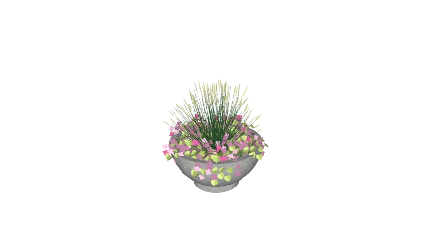 Concrete Bowl Planter 36in - Detailed