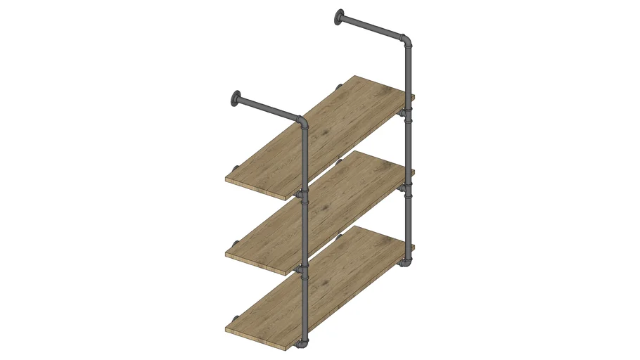 Mensole con strutture tubi e raccordi da 3/4 in stile industrial