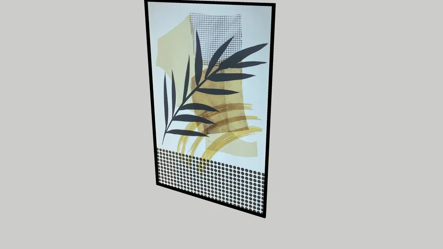 CUADRO HOJAS BAMBU NEGRO Y BEIGE HOME (90X60)
