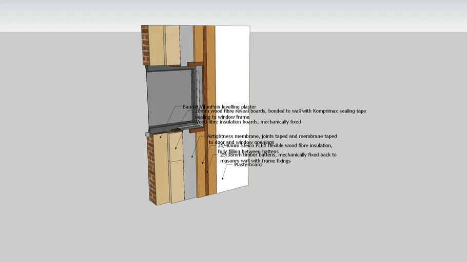 Wood fibre internal wall insulation - With plasterboard finish
