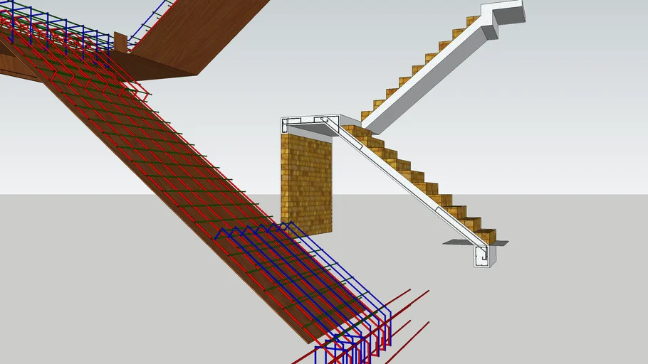 Pembesian Tangga Model U / Stairs RCC Details / Stairs Rebar Type Ke 2