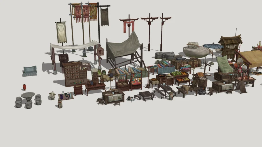 老街商铺小吃摊 Old street shops and snacks stalls
