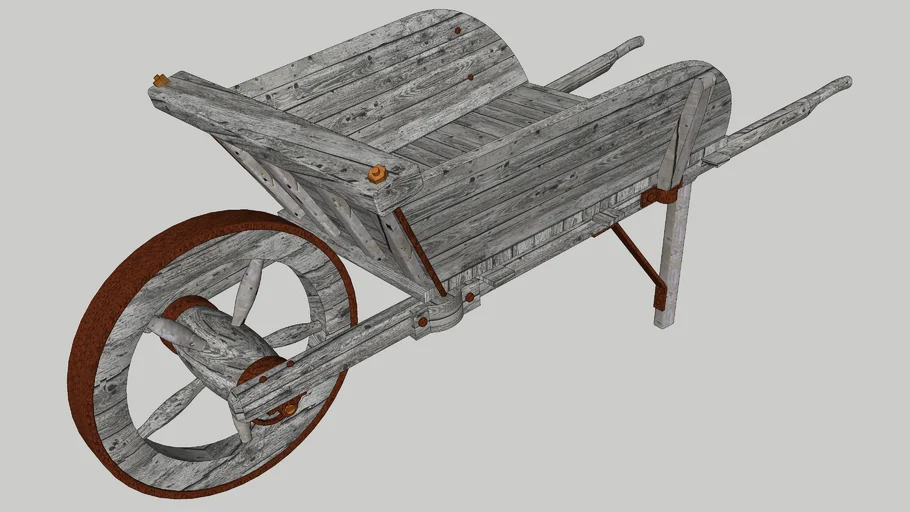 Wooden wheelbarrow, Gardener's old wooden wheelbarrow
