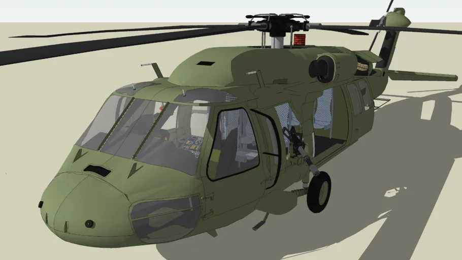 MH60J Black Hawk full interior and glass cockpit and waist gunners