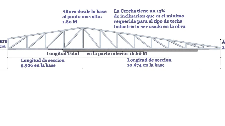 Cercha con 15 grados de inclinacion 16.60 M