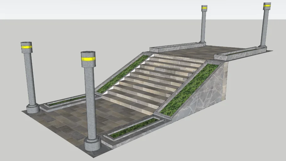 Outside Stairs with Lamps