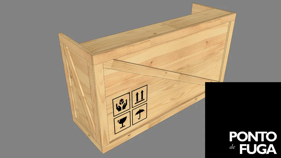 Balcão de atendimento formato caixa de transporte - Wooden transport box counter