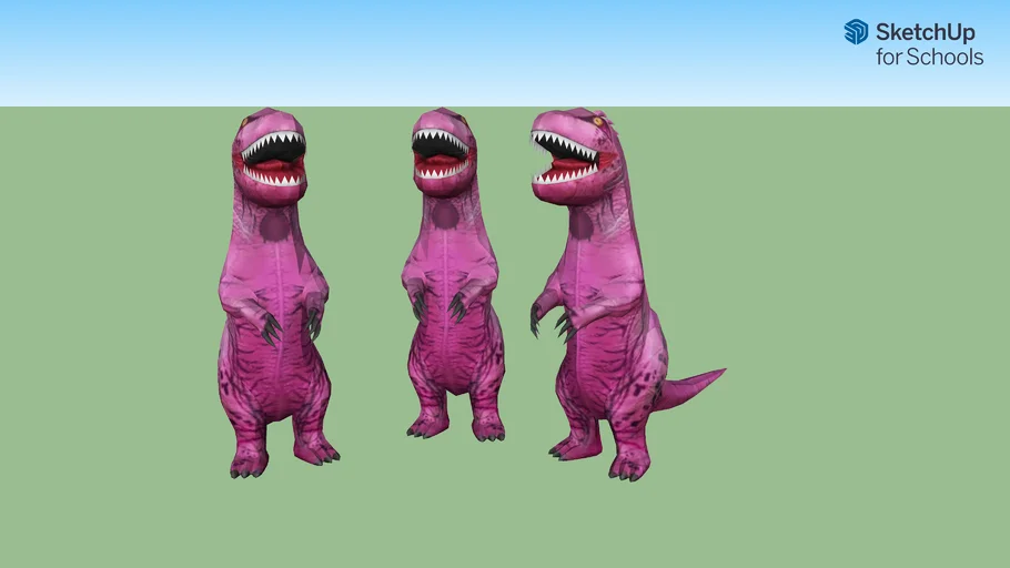 three dinosaur costumes