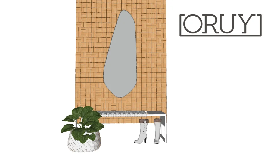 Painel TETTO placa ORUY orgânico espelho iluminado mirror organic madeira cesto