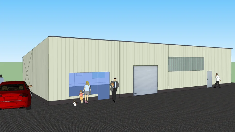 Gedämmte Gewerbehalle für Verkaufsraum und Hundezwingeranlage PHO1000x24