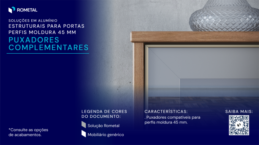 Puxadores Complementares Perfis Moldura 45mm - RM-059