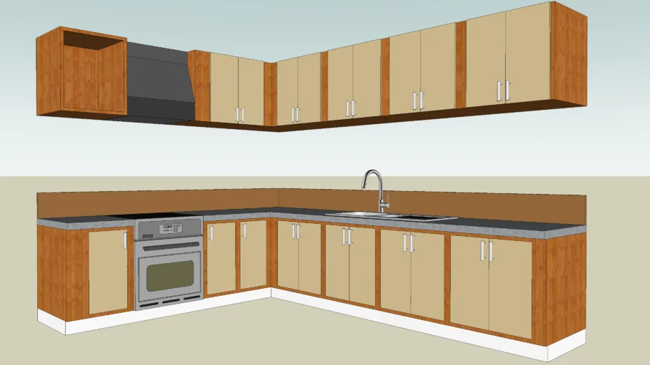 Modern kitchen counter and cabinet