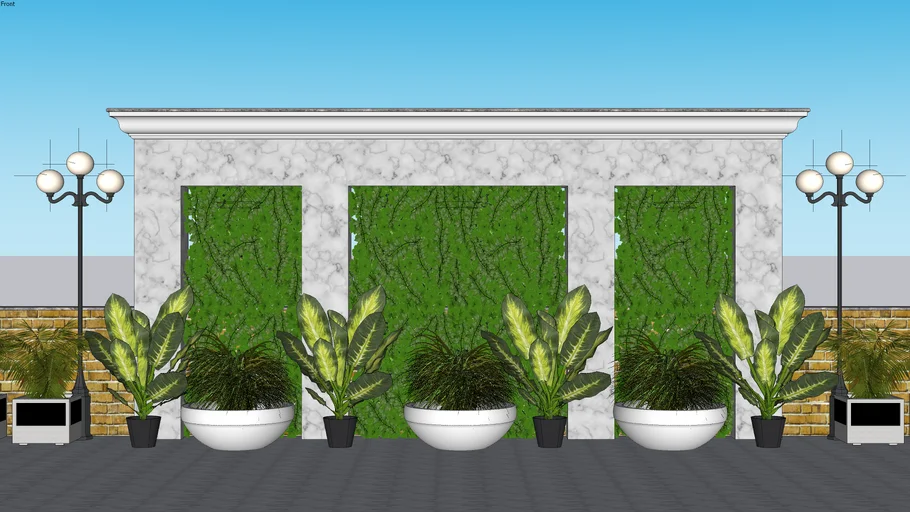 vertical garden with pots and plants
