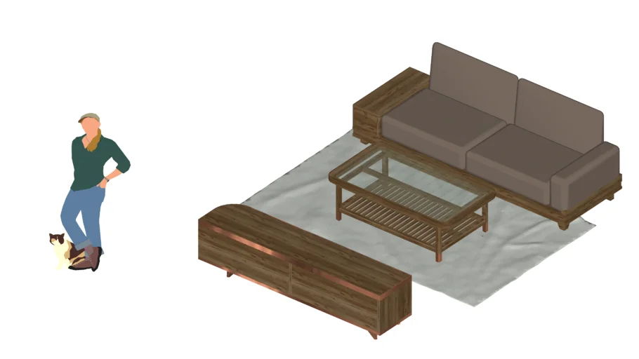 VINTAGE STYLE COFFEE TABLE + SOFA SET FOR LIVING ROOM