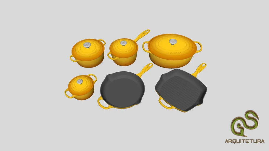 Conjunto de panelas Le Creuset Signature em ferro fundido esmaltado - cor Nectar